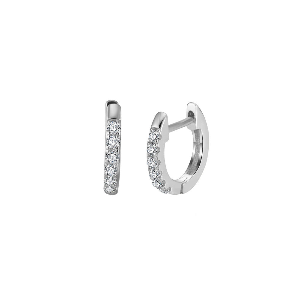 Small Hoops rhodium-plated. Pictured from front and 45 degree angle, with white background.