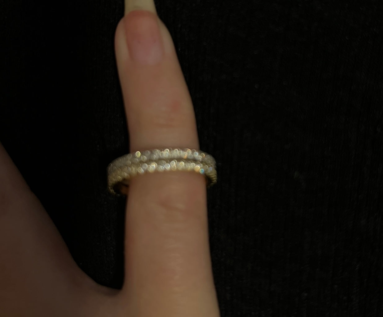 Eternity rings on hand, straight 